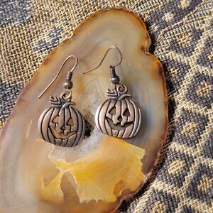 Copper Fall Jack-o-lantern Dangle Earrings 1"